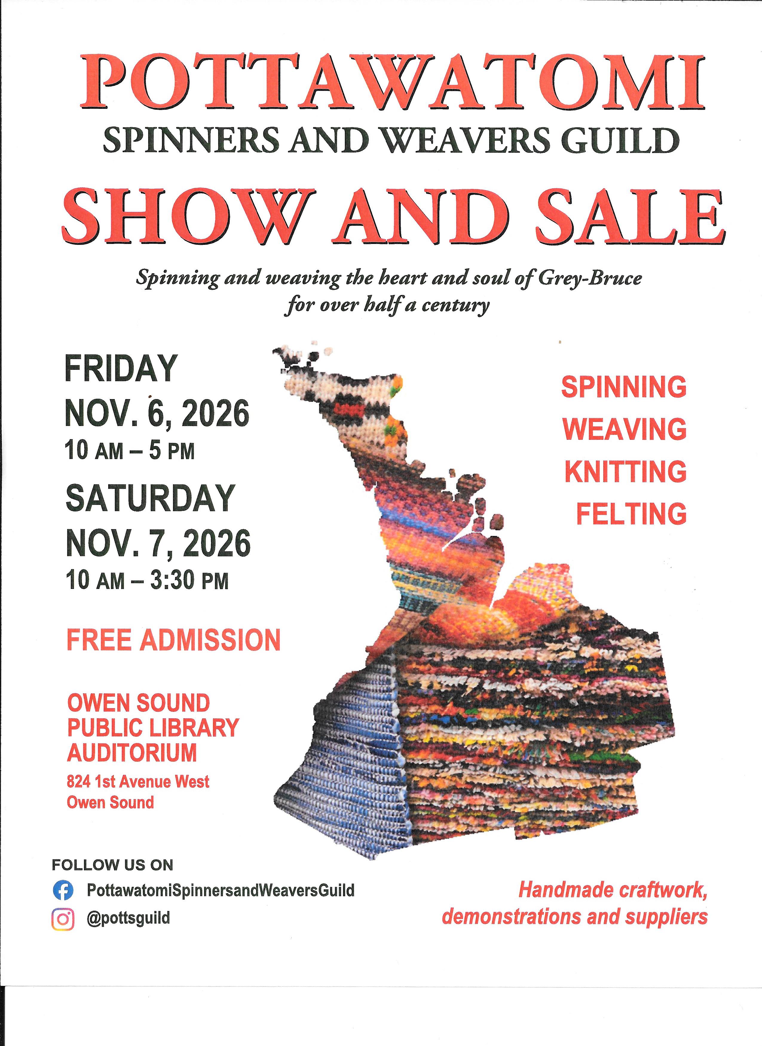 Event image Pottawatomi Spinners and Weavers Guild Show and Sale